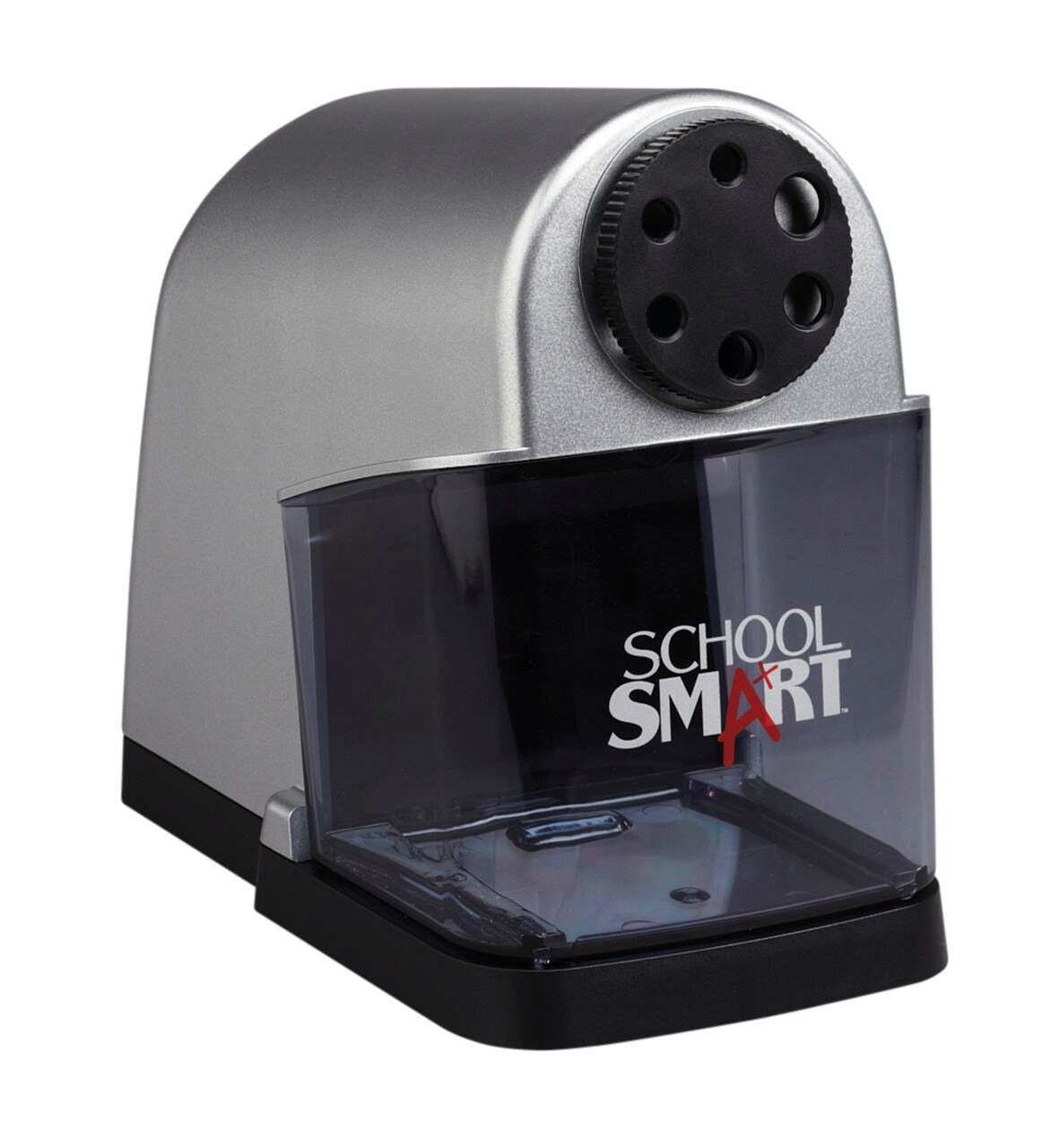 School Smart 6-Hole Electric Pencil Sharpener, 7 x 4-1/2 x 7-3/8 Inches, Black/Silver